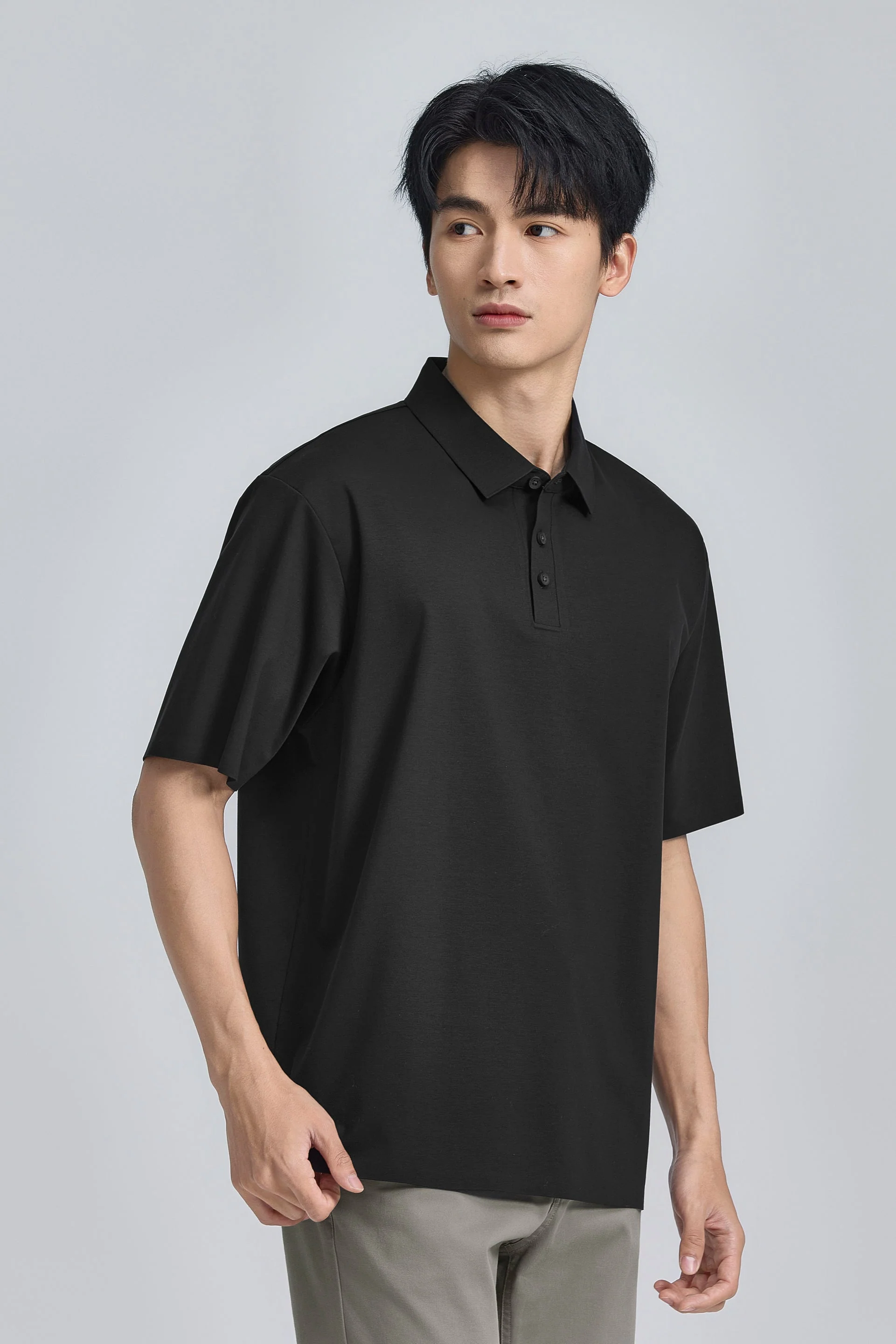 Seamless Stretch Polo – Black