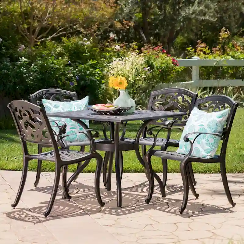 Austin Outdoor 5-piece Cast Aluminum Square Dining Set by Christopher Knight Home