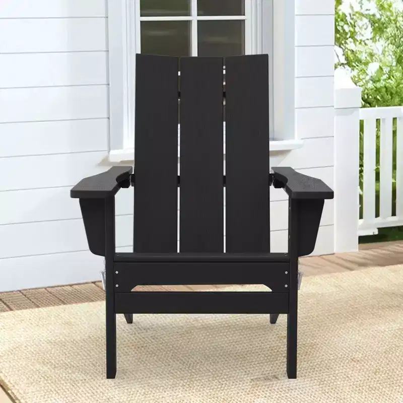 Hyleory HDPE Outdoor Folding Adirondack Chair, 103 degrees Curved Backrest