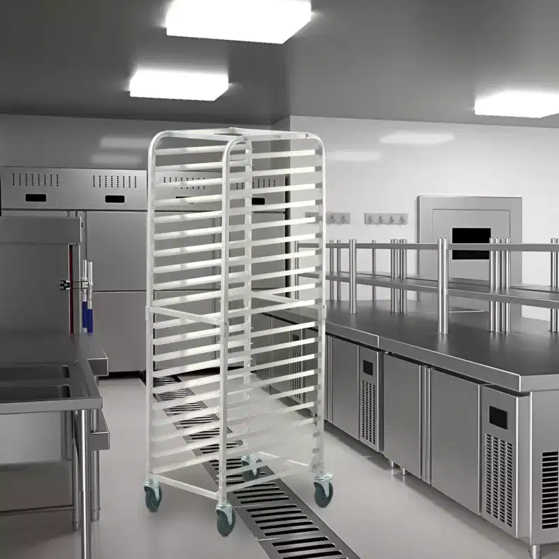 20-Tier Commercial Bakery Bun Pan Rack with Brake Wheels, Aluminum Racking Trolley Storage for Half & Full Sheet, 26L x 20.4W x 70H