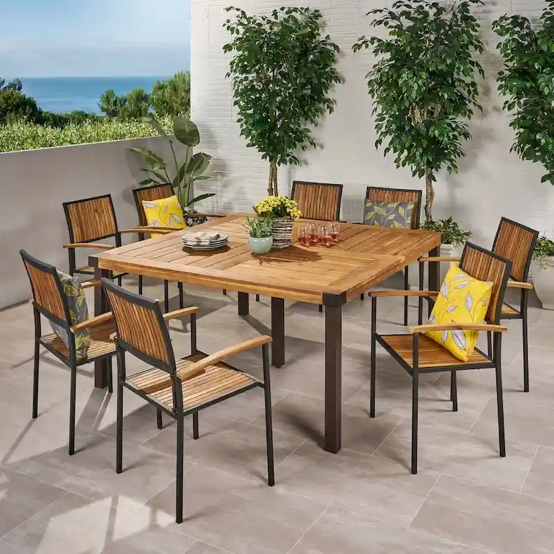 Lankershim Outdoor 8 Seater Acacia Wood Dining Set by Christopher Knight Home