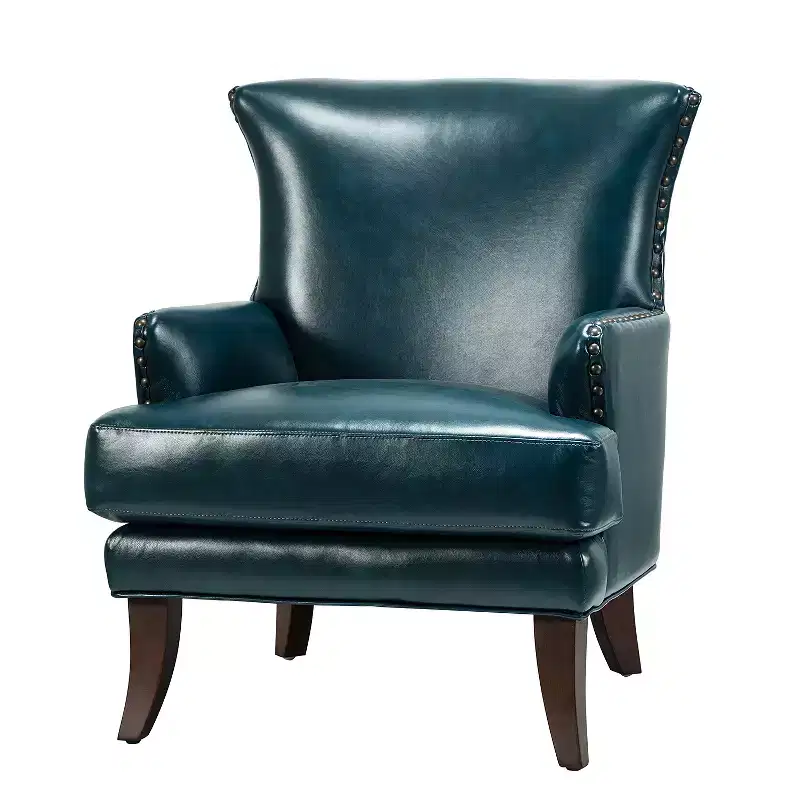 Transitional Vegan Leather wingback design Armchair with Nailhead Trim for Living Room and Bedroom