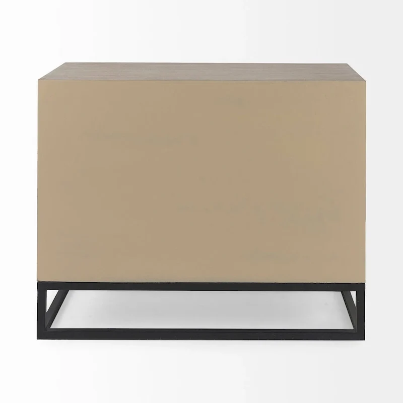 Genevieve I Gray Fir Veneer w/ Iron Frame & 3 Drawer Accent Cabinet - 39.0L x 15.7W x 30.9H