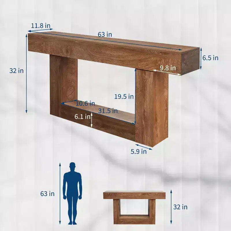 63 inch Console Table for Entryway, Wood Sofa Table Behind The Couch, Farmhouse Entryway Tables for Entrance, Hallway, Living Room