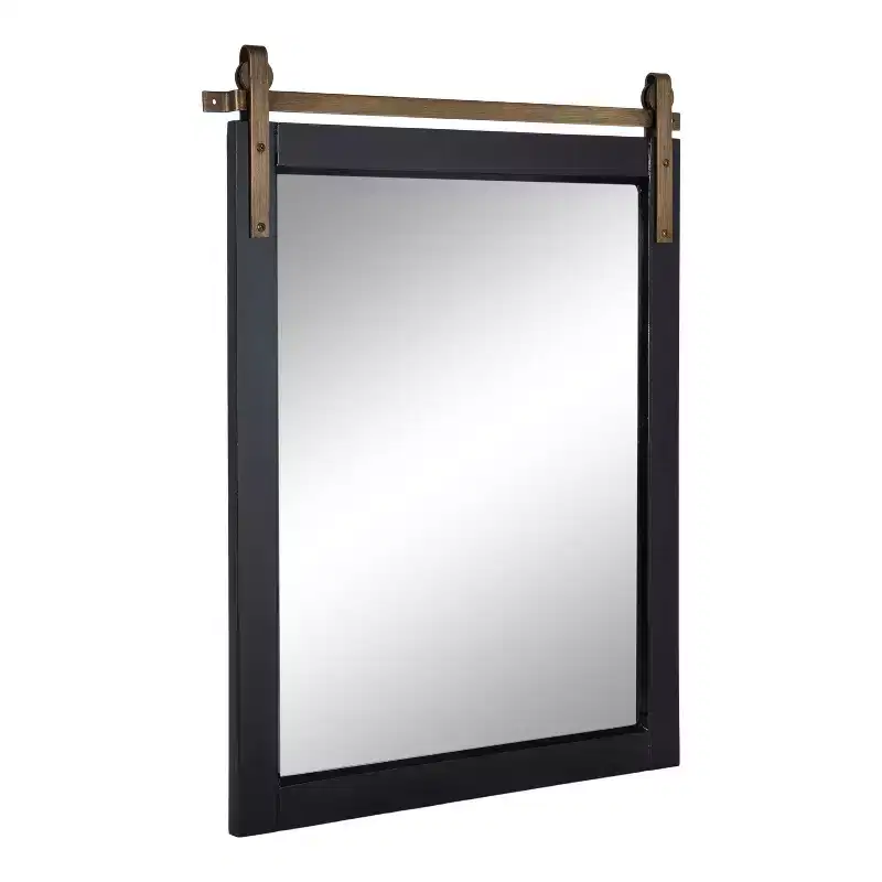 24"x31" Skylan Decorative Wall Mirror Black - Kate & Laurel All Things Decor: Modern Farmhouse Style, Rectangle Shape, Wall-Mounted