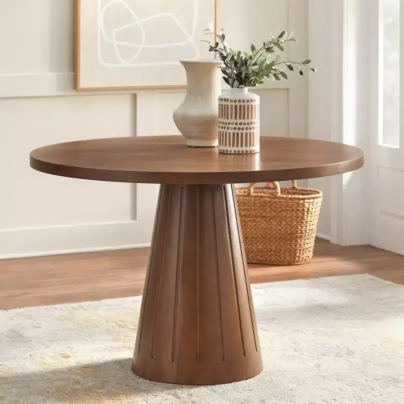 Lifestorey Castilia Modern 45" Round Pedestal Dining Table Walnut