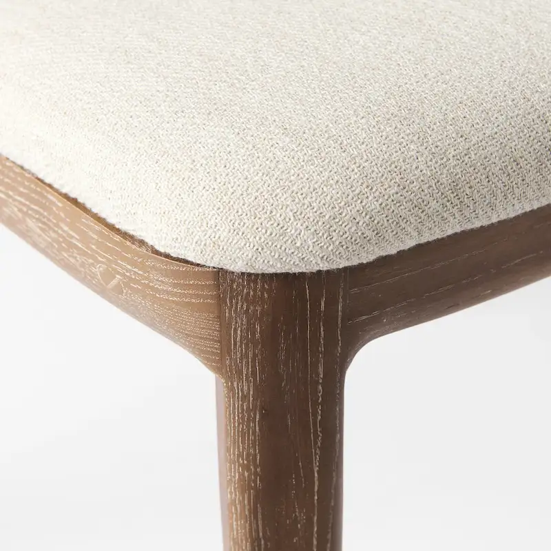 Clara Light Brown Wood Cream Seat Armless Dining Chair