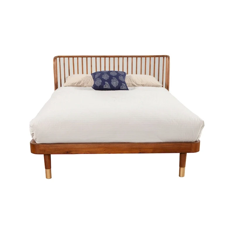 Alpine Furniture Belham Wood Platform Bed in Dark Walnut (Brown)
