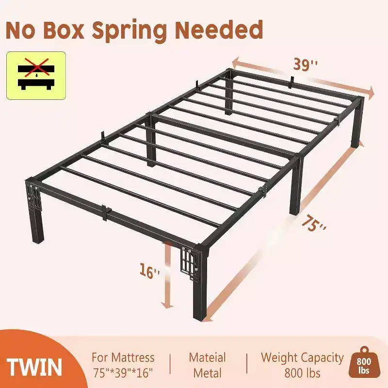 Metal Bed Frame, Heavy Duty Metal Platform Bed Frame with Reinforced Slats Support, 800 Lbs Load Capacity, Noise Free
