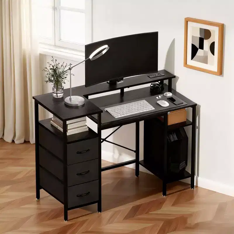 47.2'' Modern Computer Desk With Charging Station & Storage Drawers