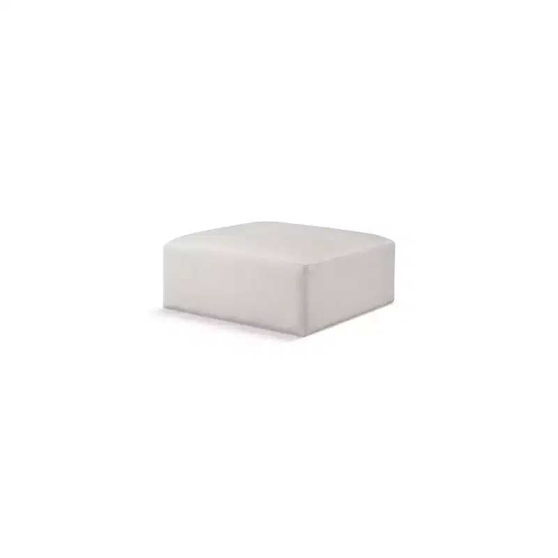 Furniture,Cube Cream Vegan Leather Ottoman