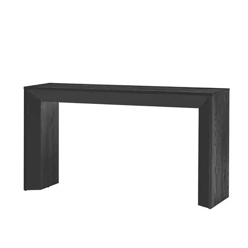 Modern Console Table & Entryway Table, Sturdy Sofa Table with Fireplace Design, Wood Veneer Top
