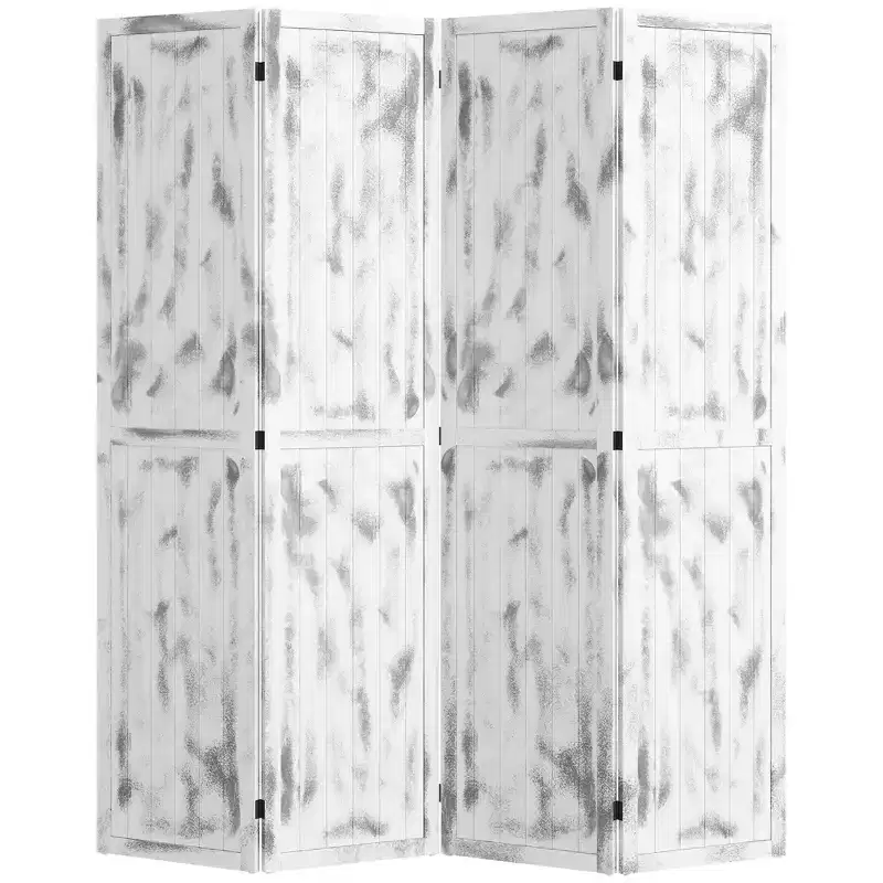 HOMCOM 5.5' Tall 4-Panel Room Divider and Folding Privacy Screen, Privacy Divider, Partition Wall for Indoor Bedroom Office Living Room, White