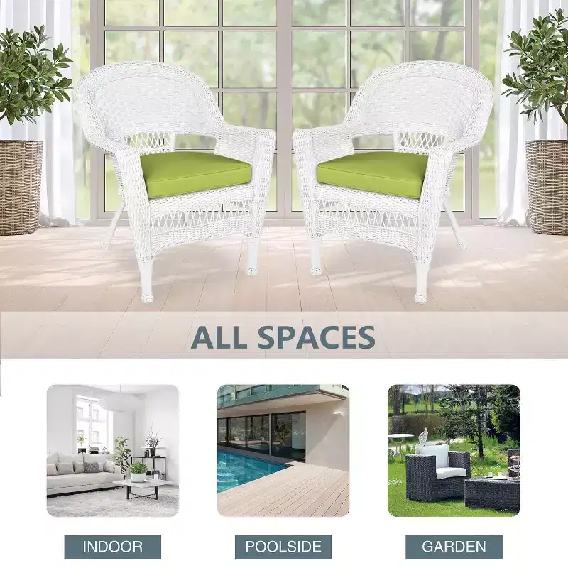 HomeStock Zen Zone Chair Set of 2, Durable Resin Wicker, Weather-Resistant with Cushions