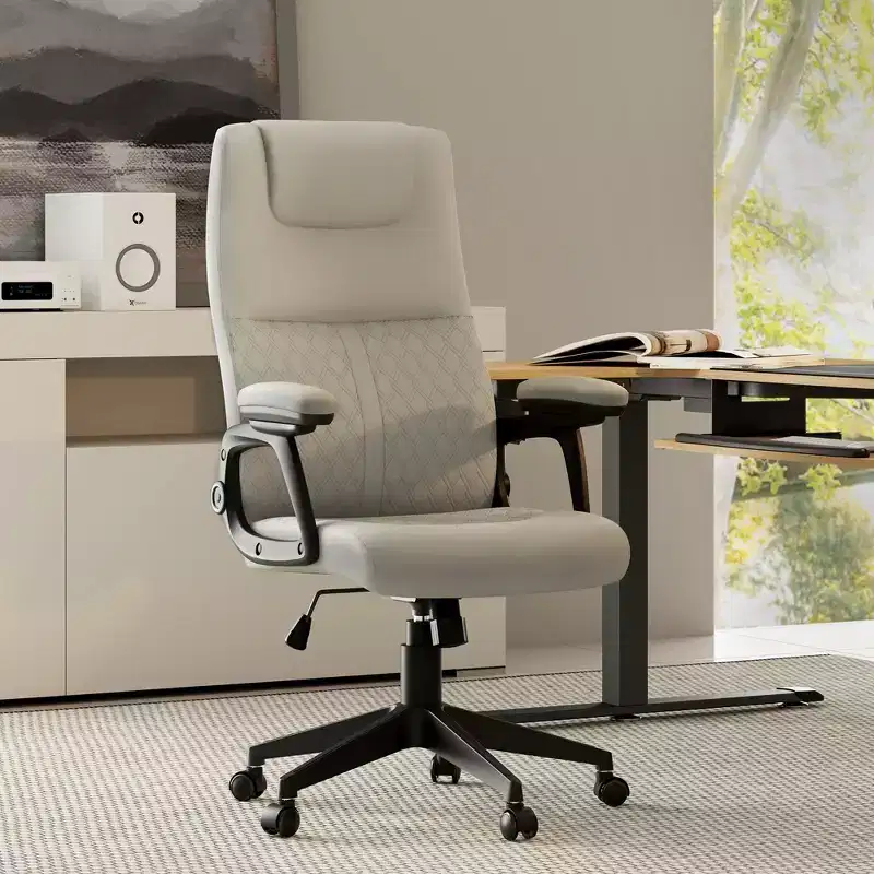 PU Leather Office Chair,28.50 D x 26.00 W x 45.63''-49.63 H,Gray