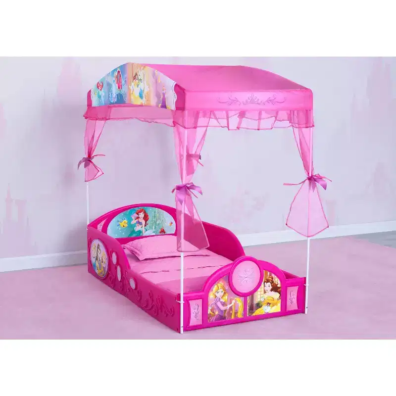 Toddler Canopy Bed with Play Enclosure
