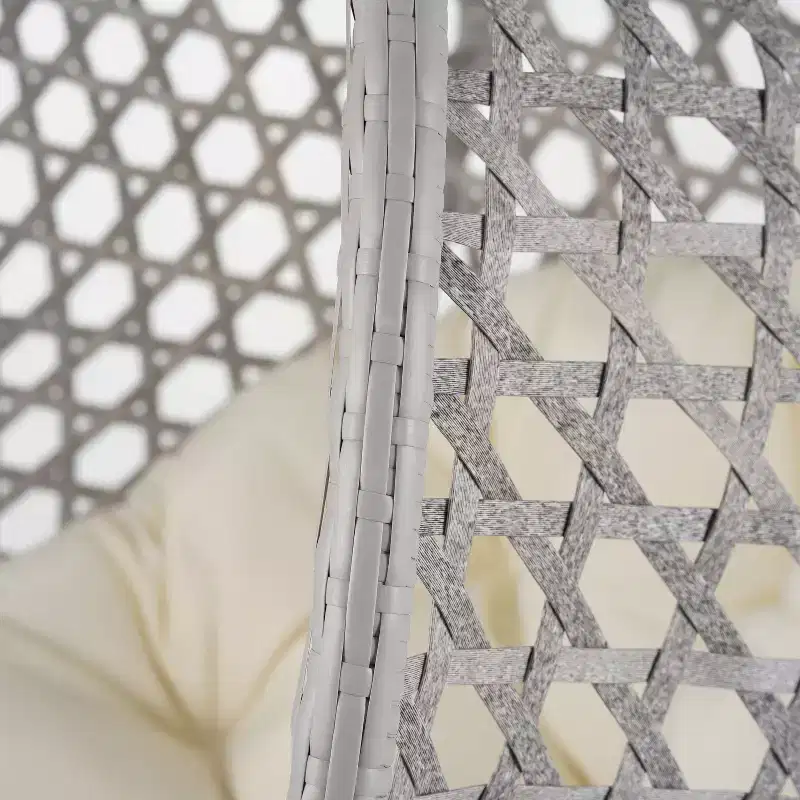 GDFStudio Anderson Hanging Egg Rattan Chair with Stand and Soft Removable Cushion