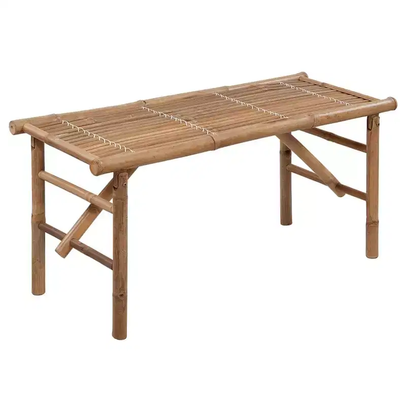 vidaXL Garden Bench Light Blue Cushion Bamboo, Polyester 46.5 in