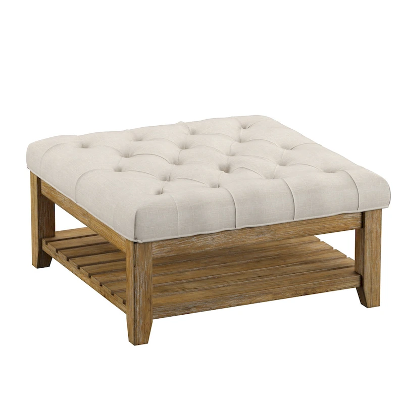 Lennon Pine Planked Ottoman Coffee Table by iNSPIRE Q Artisan