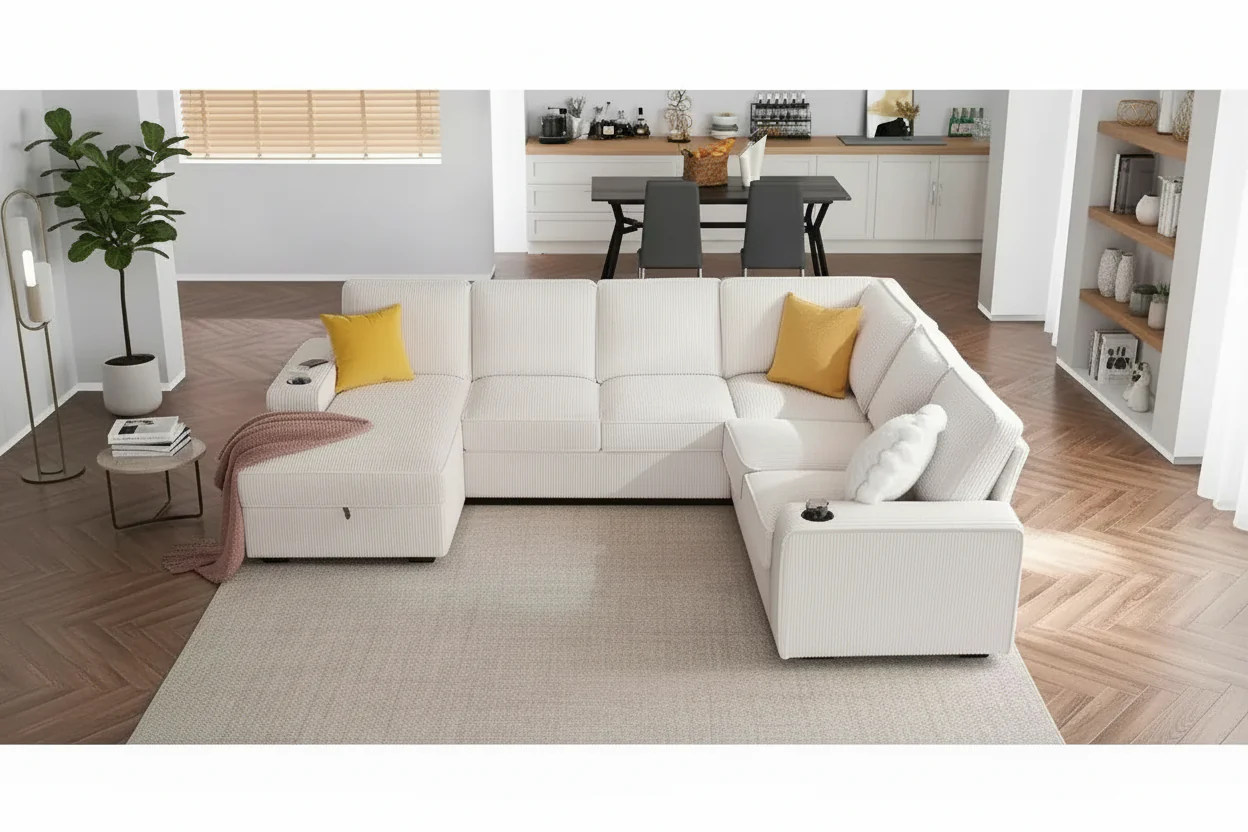 Sectional Sofa with USB Ports & Storage