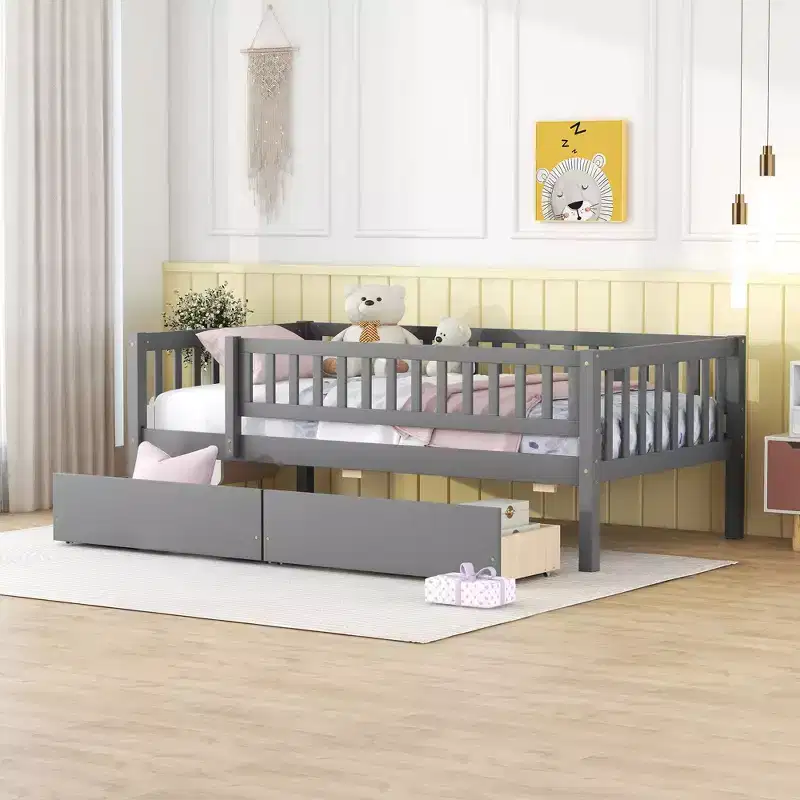 Full/Twin Size Wood Daybed with Two Drawers 4L - ModernLuxe