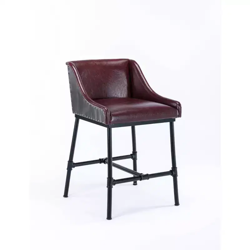 Parlor Faux Leather Adjustable Barstool: Boraam, Foam-Padded, Metal Frame, 18"-30" Height