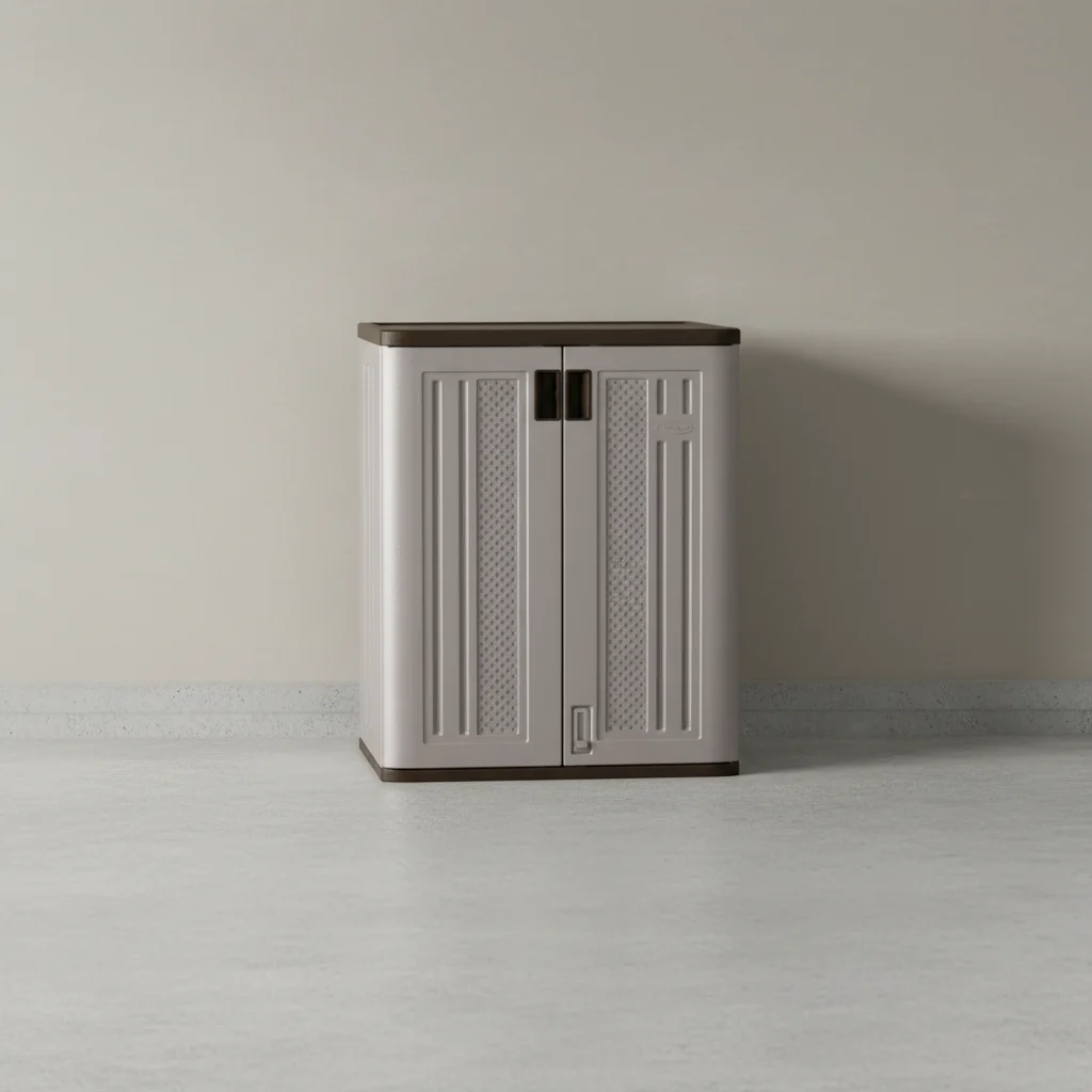 9 Cu Ft Resin Base Storage Cabinet with 2 Shelves and Doors