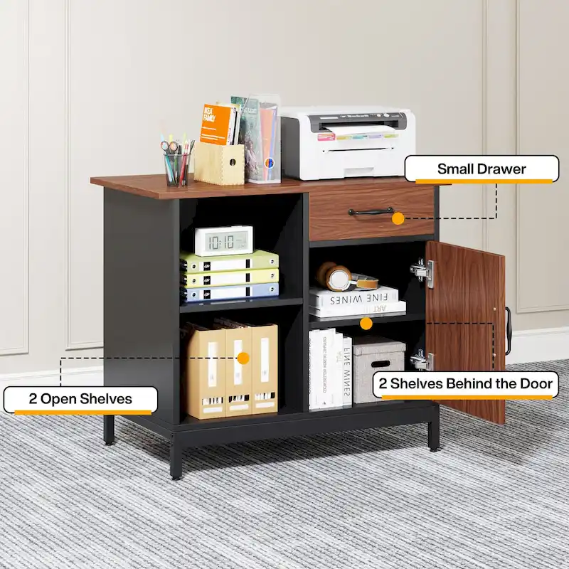 Large 63 L-Shaped Executive Office Desk with 31 File Cabinet