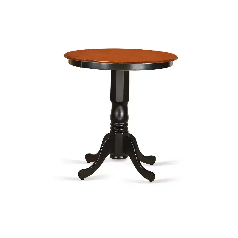 HomeStock 3-Piece Round Black Finish Solid Wood Top Dining Table with 2 Chairs