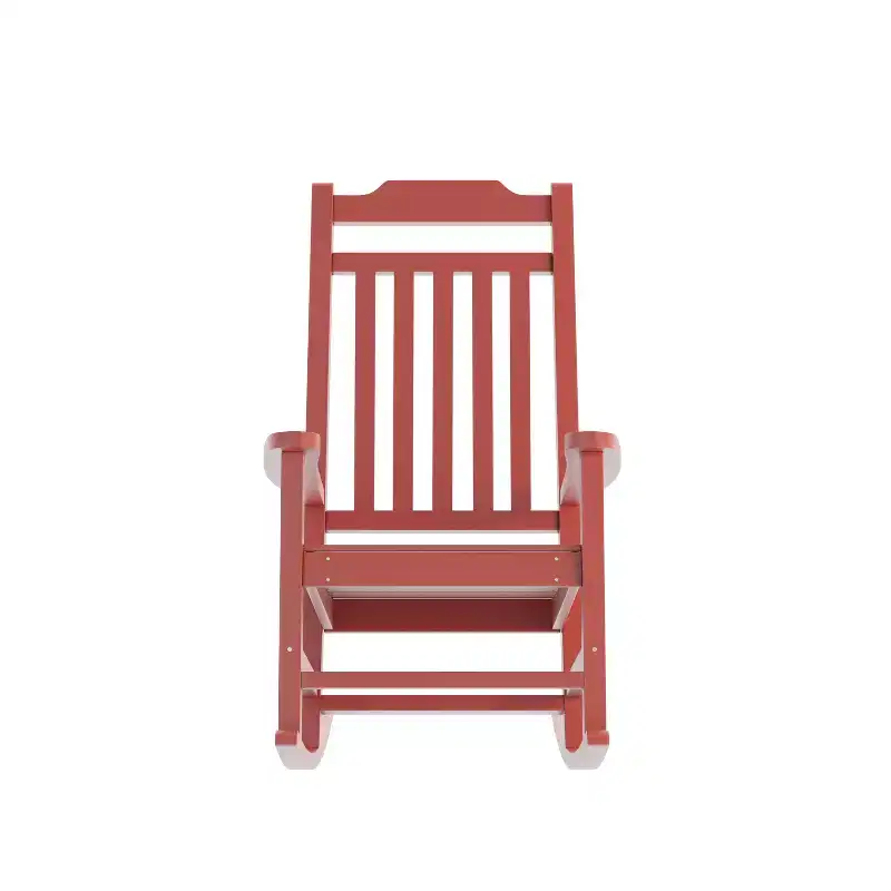 Emma and Oliver All-Weather Rocking Chair in Faux Wood - Patio and Backyard Furniture