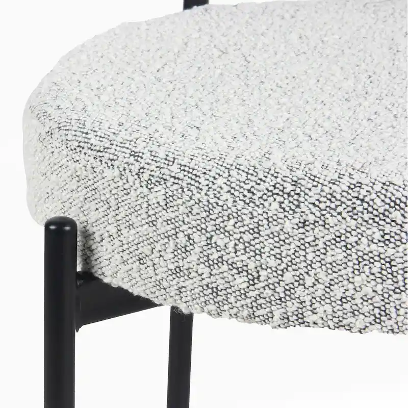 Modern Round Boucle Dining Chairs, Set Of 2