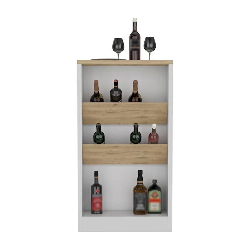 Kitchen Island , Three Shelves, Black Wengue / Light Oak Finish