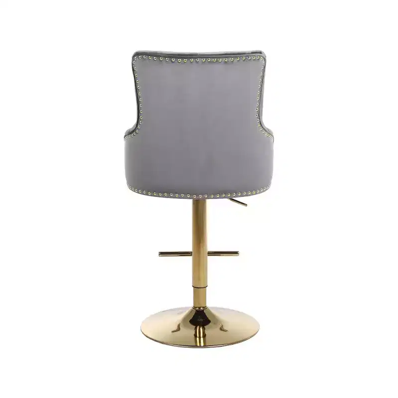 Meridian Furniture,Claude Grey Velvet Adjustable Stool