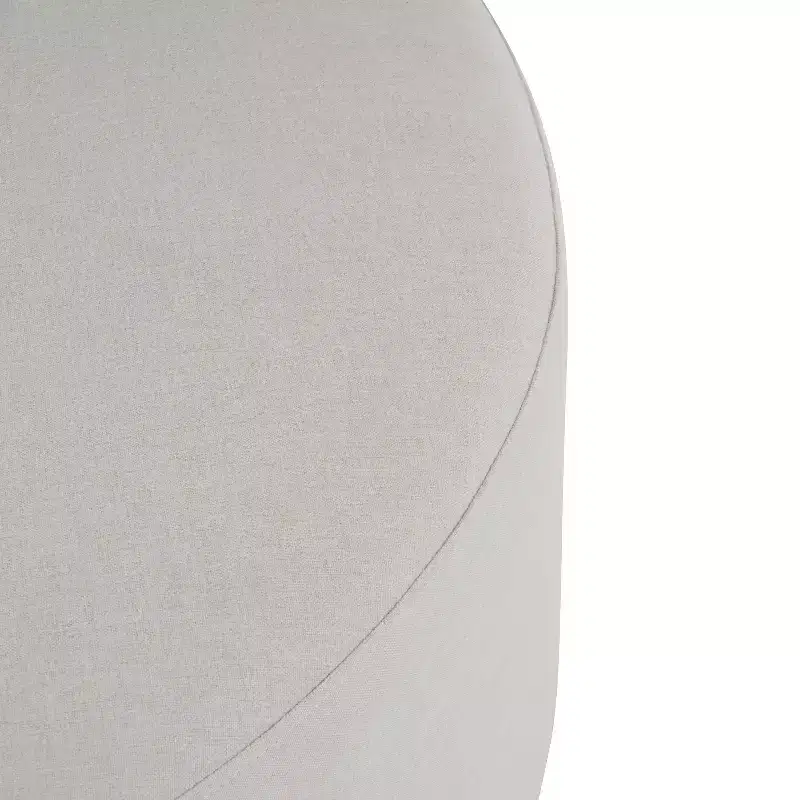Round Upholstered Ottoman with Rubberwood Legs and Anti-Slip Pads, 30.5 Inch Diameter