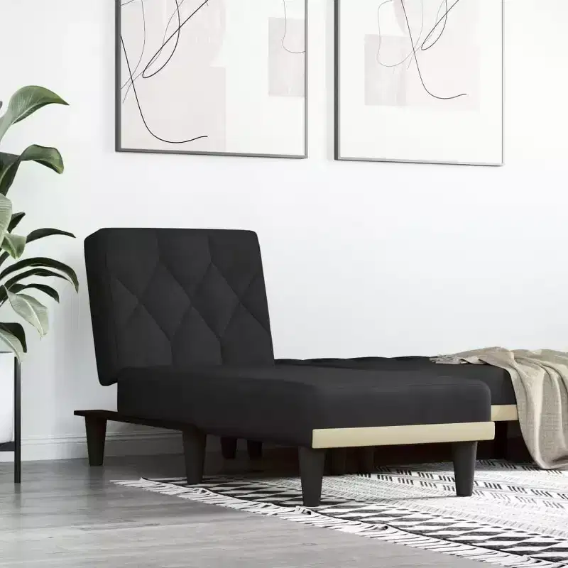 Chaise Longue Black Velvet (100% polyester), plywood