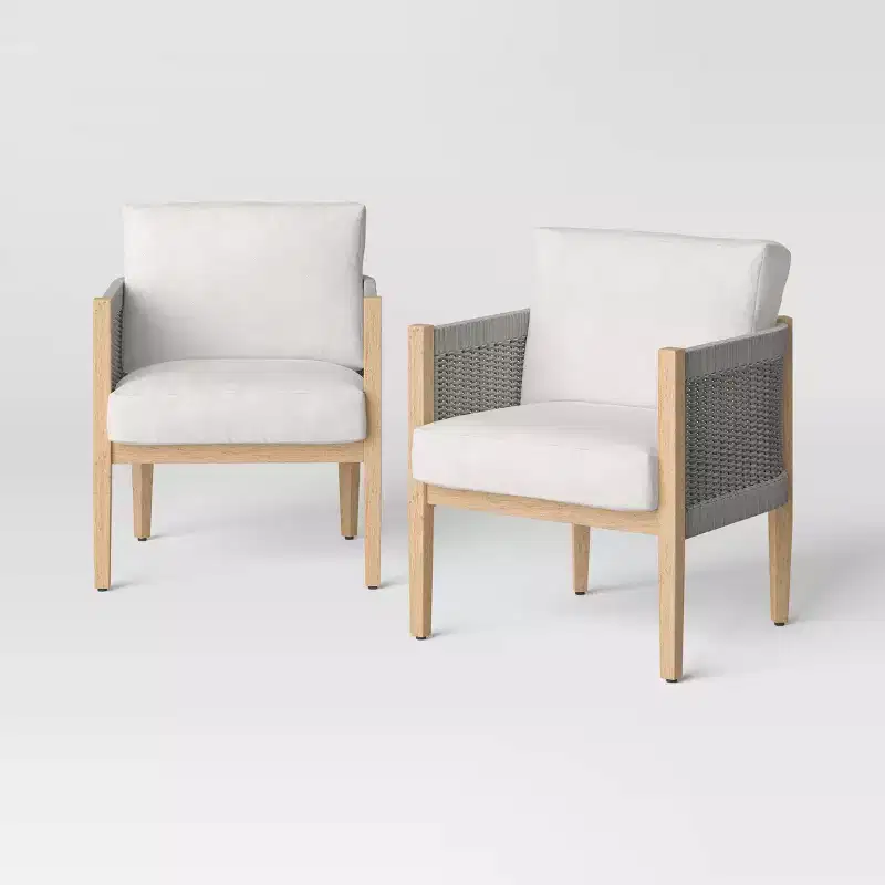 2pc Steel Pasadena Outdoor Club Patio Chairs Gray - Threshold™ designed with Studio McGee