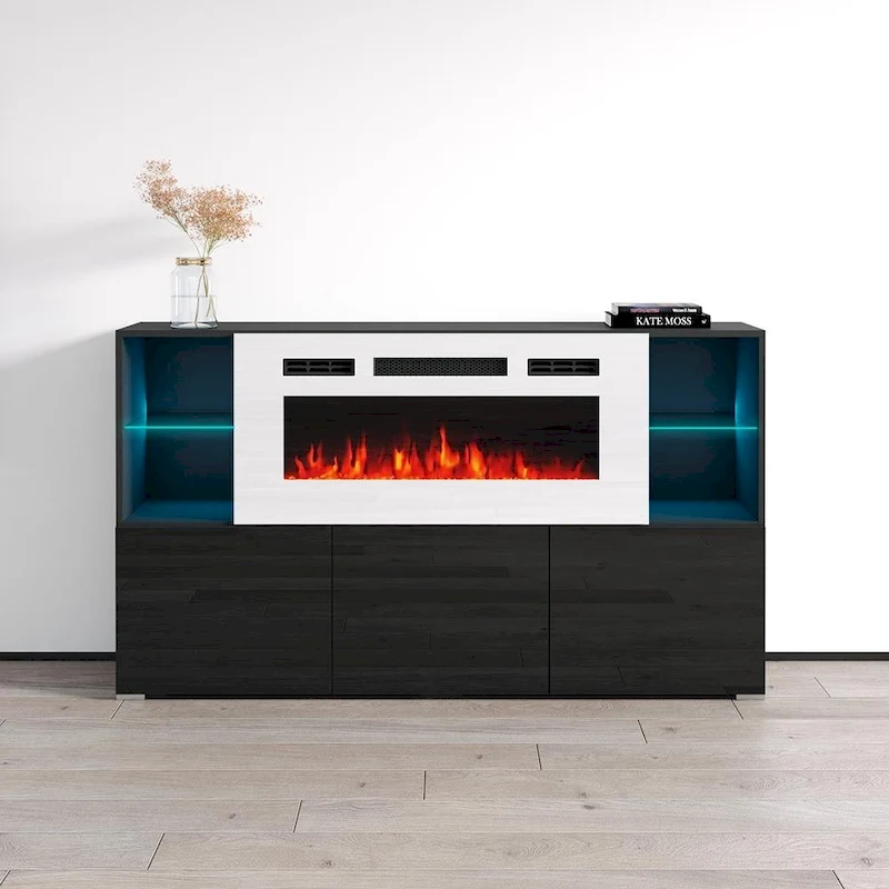 Komi WH03 63-inch Modern Electric Fireplace Sideboard
