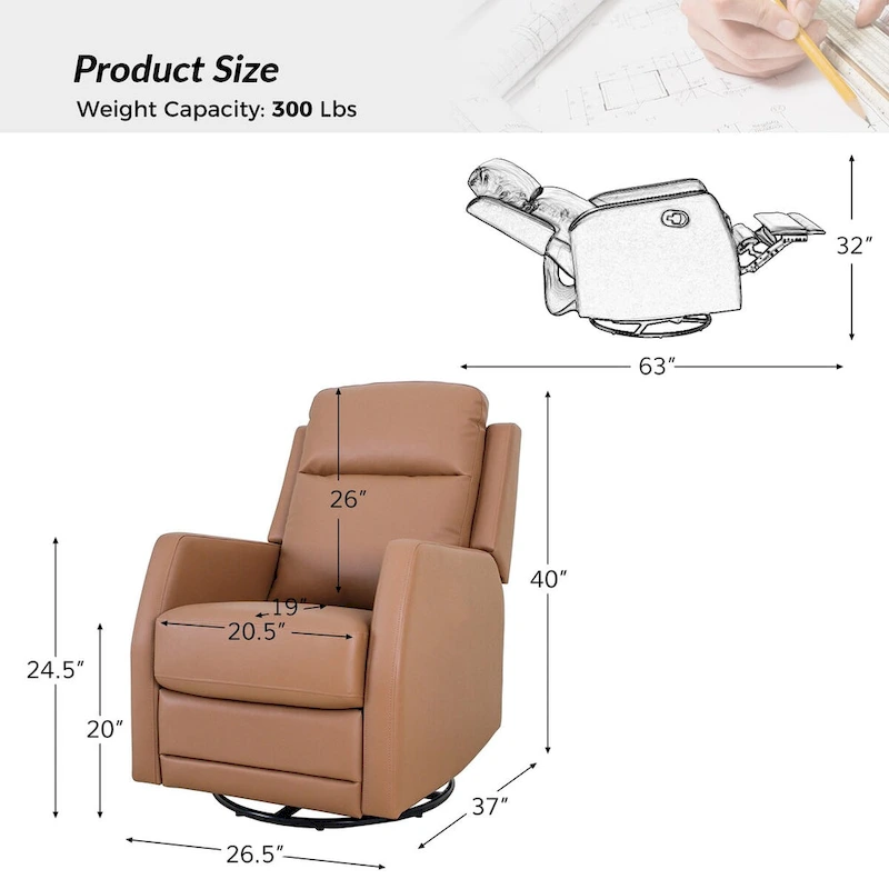 Esteban Swivel Recliner with Tufted Back Set of 2 by HULALA HOME