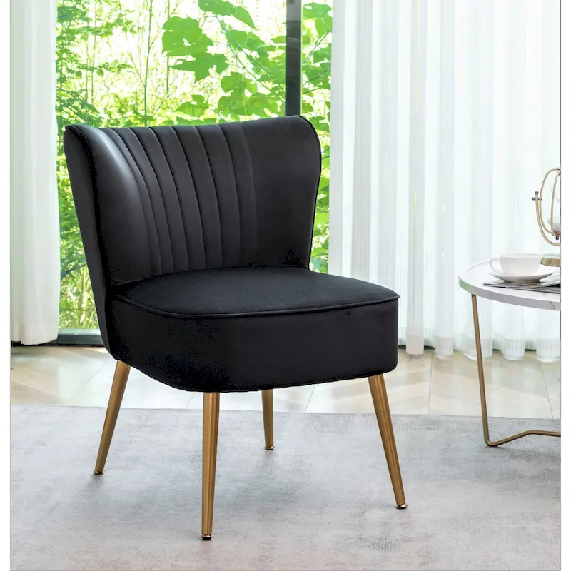 Sauter 23.2 Wide Mid-Century Modern Microfiber Accent Chair with Metal Leg