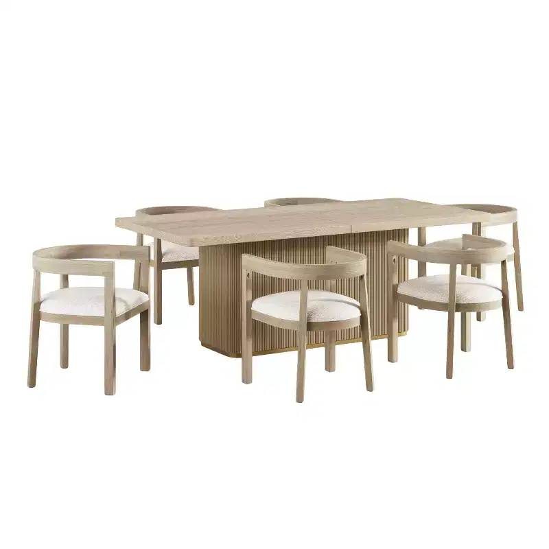 Christopher Knight Home Sticks Contemporary 7 Piece Dining Set with Rubberwood Upholstered Chairs
