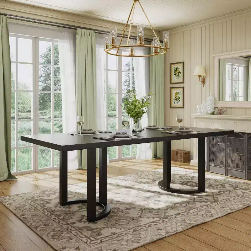 Christopher Knight Home Evat 95 Rubberwood Modern 8 Seater Rectangle Dining Table, Black