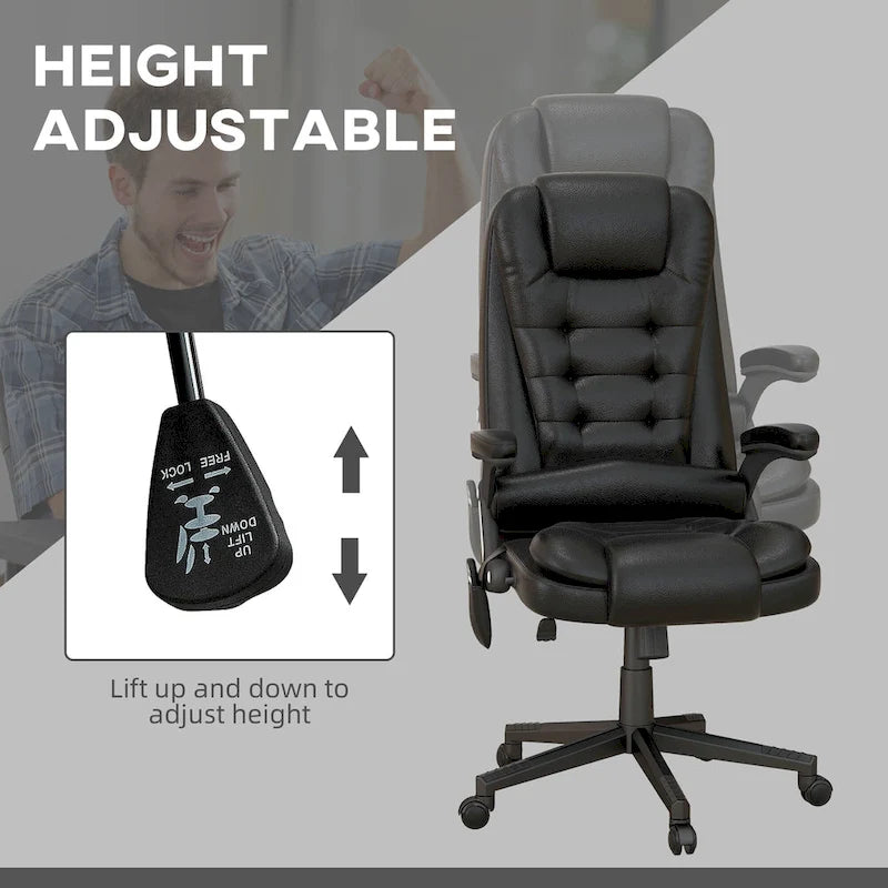 High Back Vibration Massage Office Chair with 6 Vibration Points, Beige