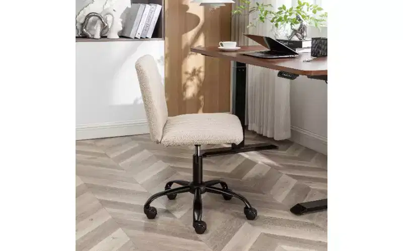 360 Swivel Chair Height Adjustable Ergonomic Office Chair, Fabric Home Office Desk Chair with Thick Foam Padding & Sturdy Metal Base