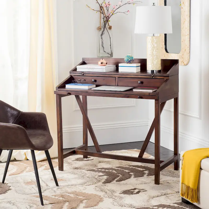 Writing Desk with Fold-Down Surface and Hidden Drawers