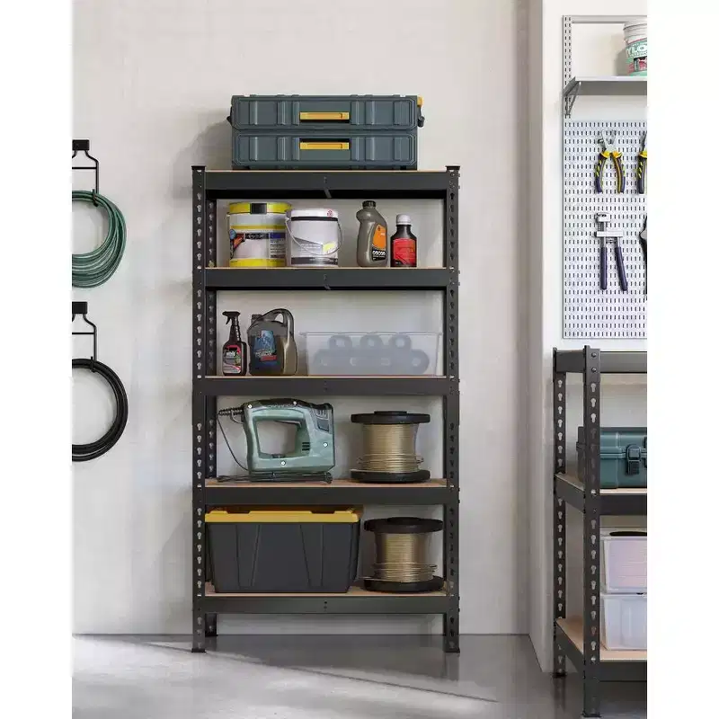 5-Tier Storage Shelves, Heavy Duty Metal Bookshelf, 176 lb Capacity, for Living Room, Office, Garage