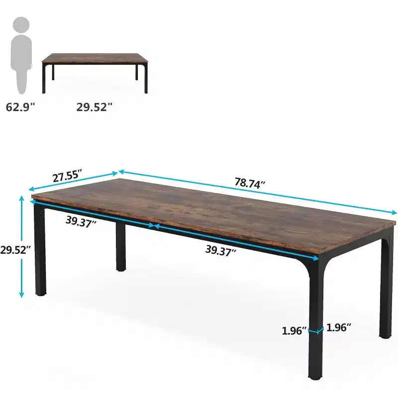Lantine 6.5FT Conference Table, 78.7-Inch Rectangle Meeting Seminar Table, Large Business Tables for 6-8 People (Only Table)