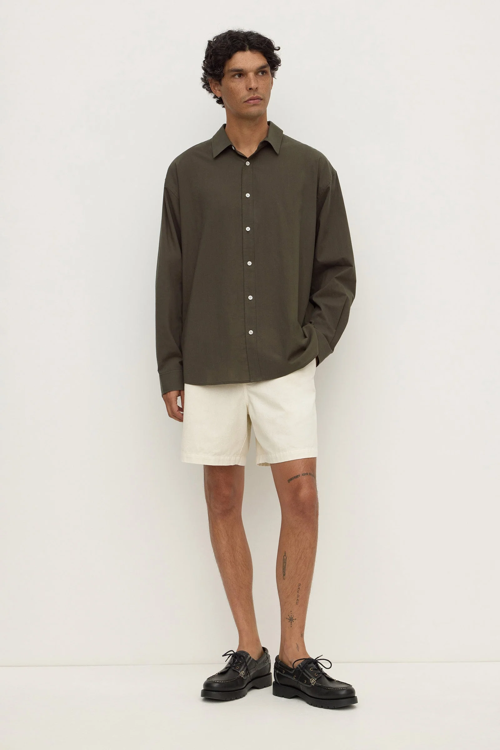 Dark Military Cotton Voile Long Sleeve Shirt
