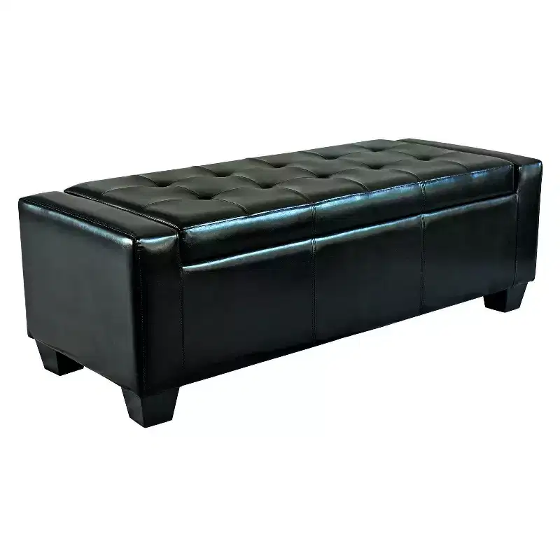 HOMCOM 51 Faux Leather Rectangular Tufted Storage Ottoman