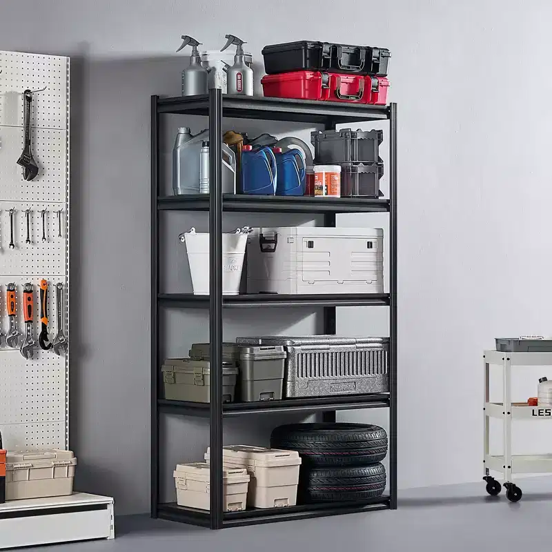 Storage Shelves 2000lbs 5-Tier Garage Storage Shelving 18Dx40Wx72H Adjustable Metal Shelves Utility Rack, Black