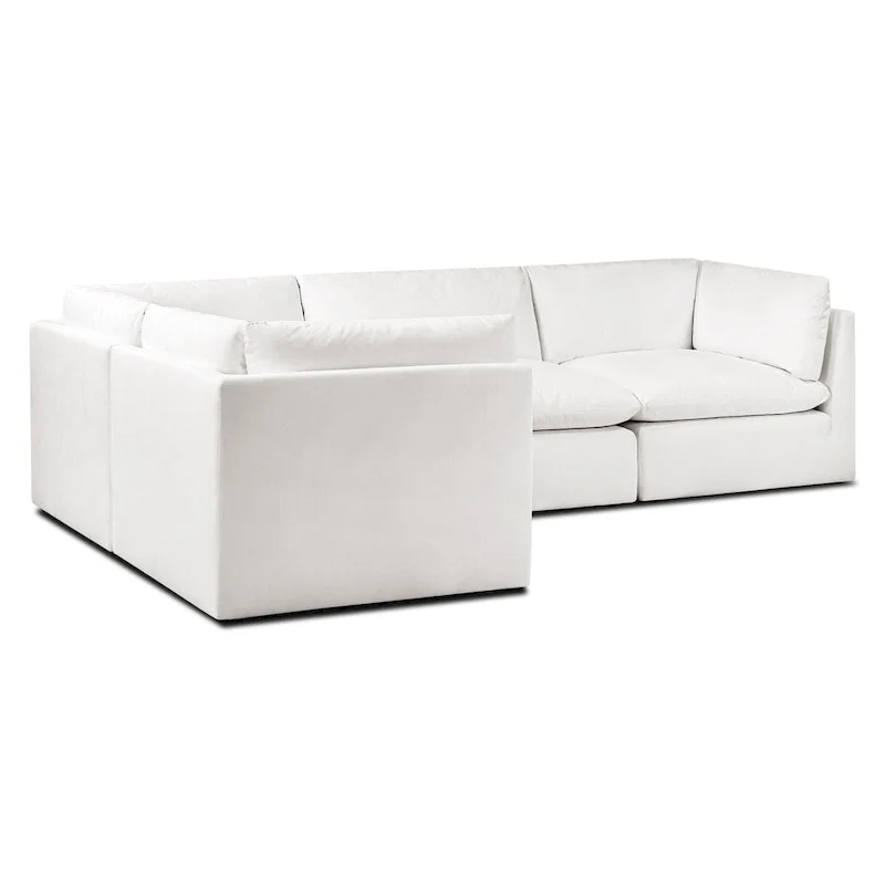Poly and Bark 4-Seat Davos Modular L-Sectional in Cotton White